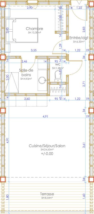 Apartment mit 1 Schlafzimmer, Meerblick und Terrasse