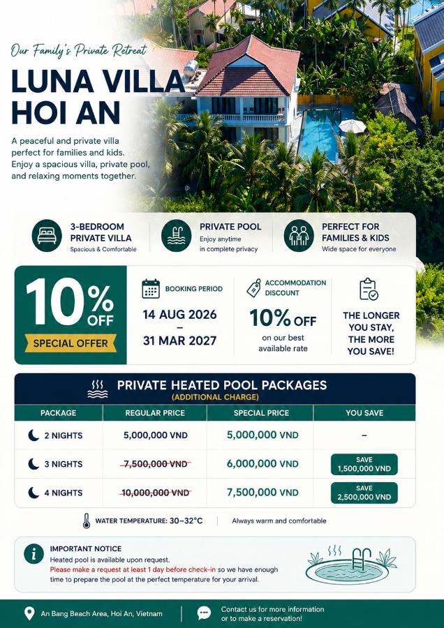 Luna Villa Hoi An Private Pool Villa - Bed and Breakfast Hoi An