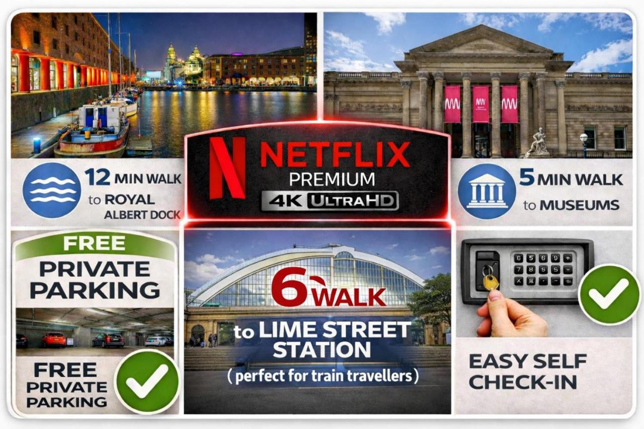 2BR Central Apt - Parking -2 Baths - Bars & Trains - B&B Liverpool