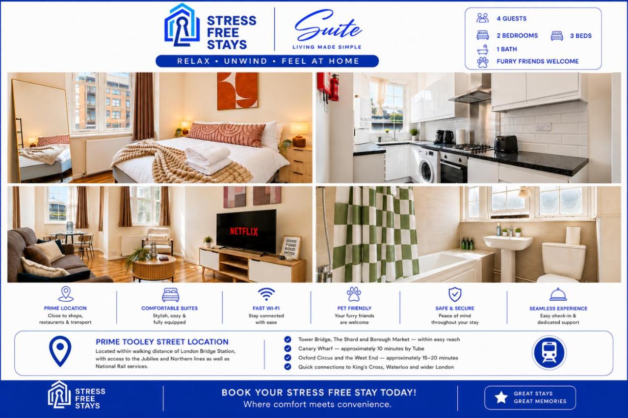 Spacious 2BR Tooley Street Flat Tower Bridge - Ferienwohnung London