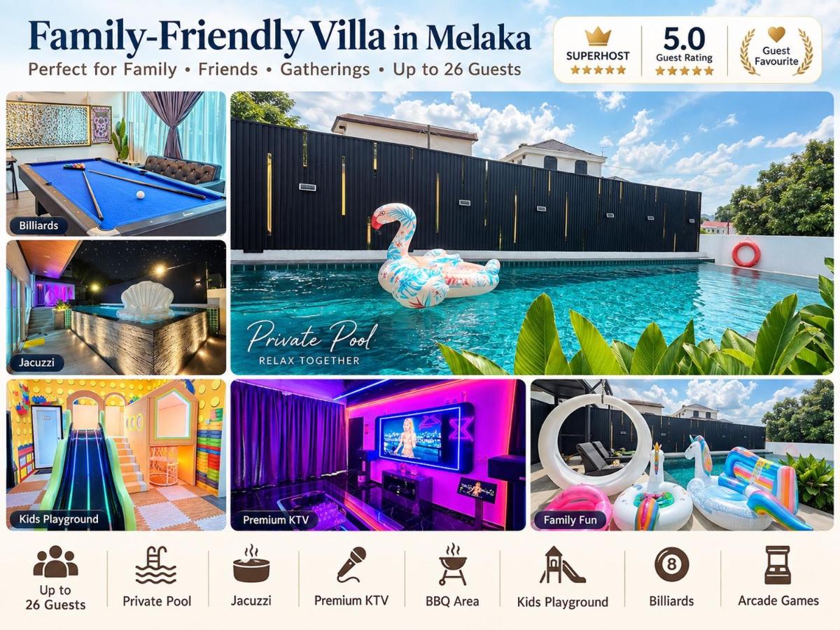 Dato Villa Luxury Homestay 12min to Jonker Street 26pax Private Pool Playground KTV BBQ - B&B Malacca