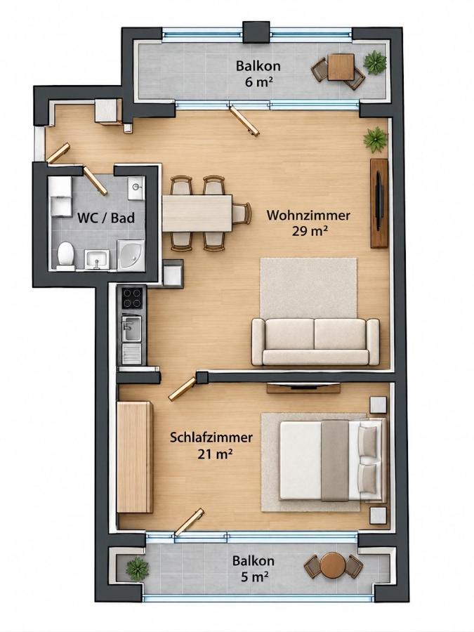 Kalia, Zweizimmer, Zweibalkon, Top-Apartment - B&B Slanchev Bryag
