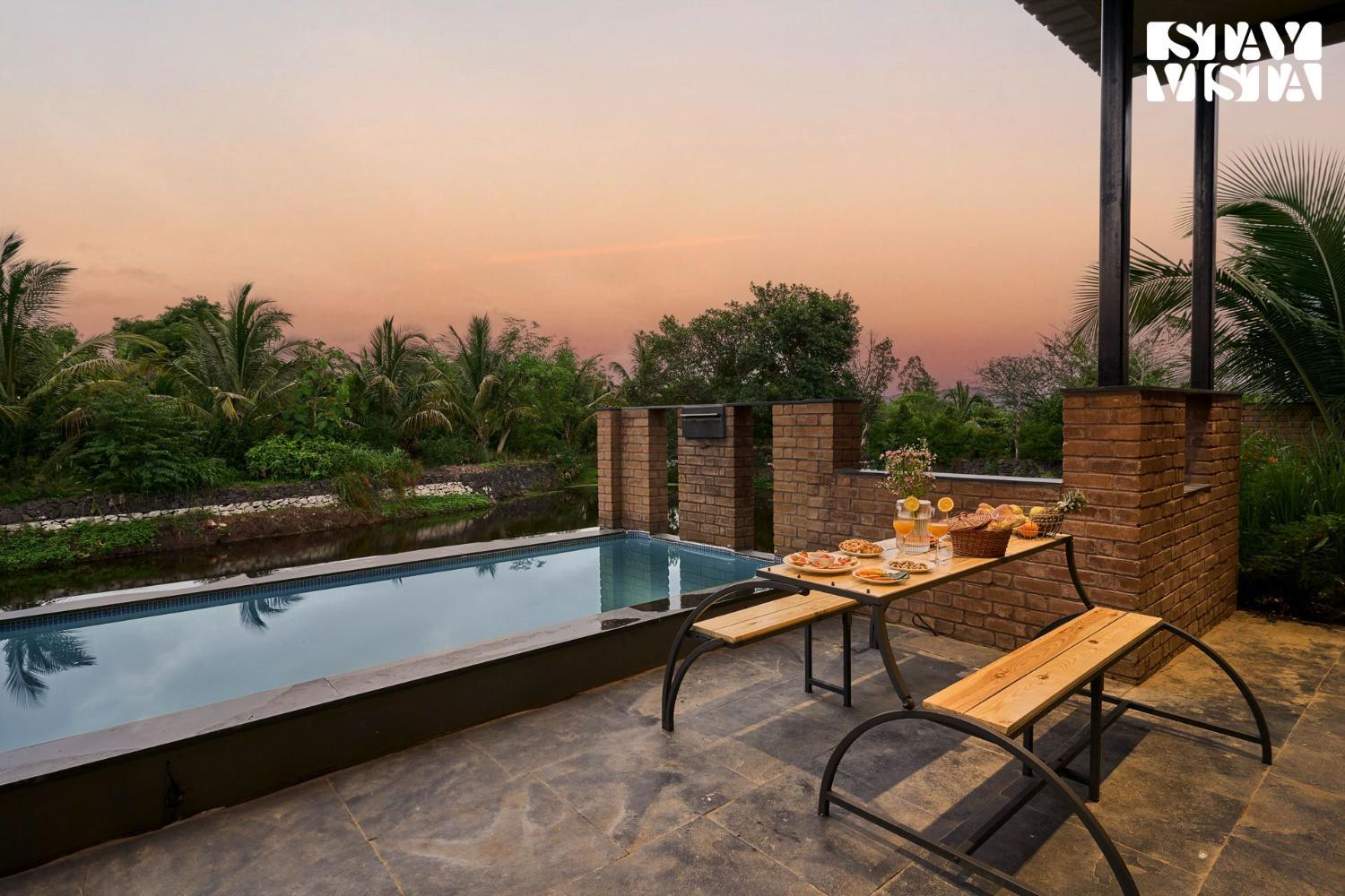 Swimming pool 5, StayVista at Rustic Haven with Pvt Pool, Gazebo & Indoor-Outdoor Game, Satara