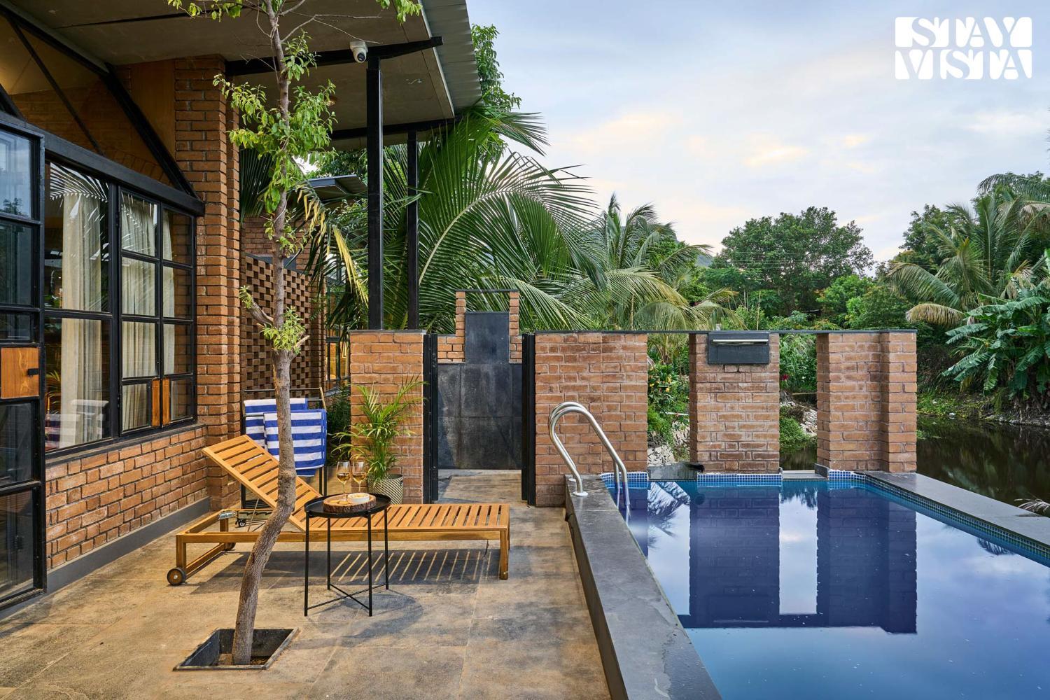 Swimming pool 3, StayVista at Rustic Haven with Pvt Pool, Gazebo & Indoor-Outdoor Game, Satara