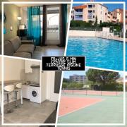 Frejus balcon des arènes studio 5e étage piscine clim tennis