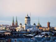 Sunset views over Helsinki rooftops