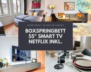 StadtfeldNest - Boxspringbett - Waschmaschine - 55 Zoll Smart-TV - Smart-TV - Arbeitsplatz