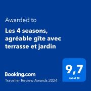 Les 4 seasons, agréable gîte avec terrasse et jardin