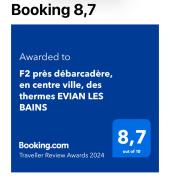 F2 près débarcadère, en centre ville, des thermes EVIAN LES BAINS 2 étoiles