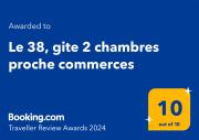 Le 38, gite 2 chambres proche commerces