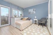 Pastel Blue Studio in Łódź with Balcony and Separate Kitchen by Renters