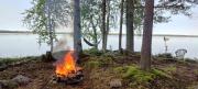 Traditional Finnish lakeside off-grid cabin