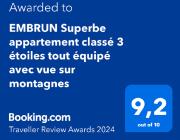 EMBRUN Superbe appartement classé 3 étoiles tout équipé avec vue sur montagnes