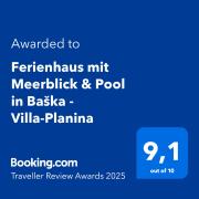 Ferienhaus mit Meerblick & Pool in Baška - Villa-Planina