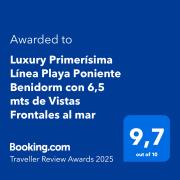 Luxury Primerísima Línea Playa Poniente Benidorm con 6,5 mts de Vistas Frontales al mar y Parking