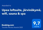 Upea loftsuite, järvinäkymä, wifi, sauna & spa