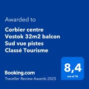 Corbier centre Vostok 32m2 balcon Sud vue pistes Classé Tourisme