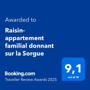 Raisin- appartement familial donnant sur la Sorgue