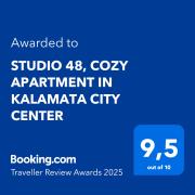 STUDIO 48, COZY APARTMENT IN KALAMATA CITY CENTER