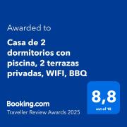 Casa de 2 dormitorios con piscina, 2 terrazas privadas, WIFI, BBQ