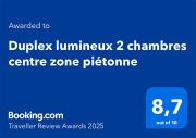 Duplex lumineux 2 chambres centre zone piétonne