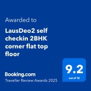 LausDeo2 self checkin 2BHK corner flat top floor
