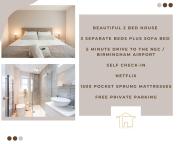 Stylish 2-Bed Home, Sleeps 5, Perfect for NEC, Airport & Extended Stays