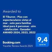El Tiburon - Piso con espectaculares vistas al mar - solo para familias ideal para 4 personas - aire - calefacción - Ganador AWARD 2025, 2024, 2023, 2022