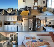 Mulberry duplex bien équipé 2 chambres petite vue sur mer plein centre dArromanches à 2 mn de la plage à pied et près de Bayeux au coeur des plages du débarquement