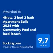 4New, 2 bed 2 bath Apartment Built 2024 with Community Pool and local beach