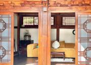 A traditional Korean House with a yard