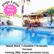 Rêve Dazur, Mazet en bord de mer, parking, Piscine partagée, Terrasse BBQ & draps inclus la Nartelle, 1 salon, 1 chambre, 1 cuisine , 1 sdb Rêve Dazur, Mazet en bord de mer, parking, Piscine partagée, Terrasse BBQ & draps inclus la Nartelle, 1 salon, 1 chambre, 1 cuisine , 1 sdb