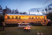 American School Bus Glamping with Hot Tub in Woolacombe!