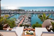 Stunning sea views over marina with swimming pool