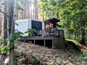 Secluded Modern Tiny House with Wood-Fired Hot Tub Near Trails in Sears, Michigan