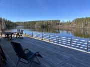 Newly built log cabin on a lakeside plot near Hultsfred