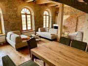 HexenburgbeiDresden mit Faßsauna 4 Raum Architektengaleriewohnung mit Whirlwanne, Kamin, Balkon-Nähe Sächsische Schweiz Dresden