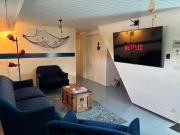 Large barge, unique and atypical, parking