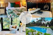 StayatSas Pippa grote omheinde tuin, gebruik van zwembad, stijlvol ingericht, middenin het bos met veel privacy, restaurant op park