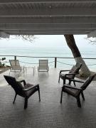 Accommodation on a coral island with turquoise sea