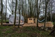Bubbeltent in bos met hottub, 20m Amsterdam