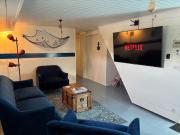 Large barge, unique and atypical, parking