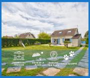 Leffet mer Maison rénovée lumineuse tout confort belle terrasse grand jardin clos sans vis à vis parking jeux pour enfants 5 mn à pied de la plage dAsnelles et centre bourg - proche Bayeux au coeur des plages du débarquement