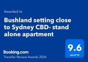 Bushland setting close to Sydney CBD- stand alone apartment