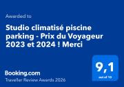 Studio climatisé piscine parking - Prix du Voyageur 2023 et 2024 ! Merci