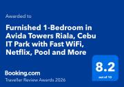 Furnished 1-Bedroom in Avida Towers Riala, Cebu IT Park with Fast WiFi, Netflix, Pool and More
