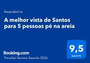 A melhor vista de Santos para 5 pessoas pé na areia