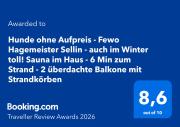 Hunde ohne Aufpreis - Fewo Hagemeister Sellin - auch im Winter toll! Sauna im Haus - 6 Min zum Strand - 2 überdachte Balkone mit Strandkörben