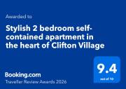 Stylish 2 bedroom self-contained apartment in the heart of Clifton Village