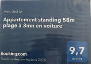 Appartement standing 58m plage à 3mn en voiture